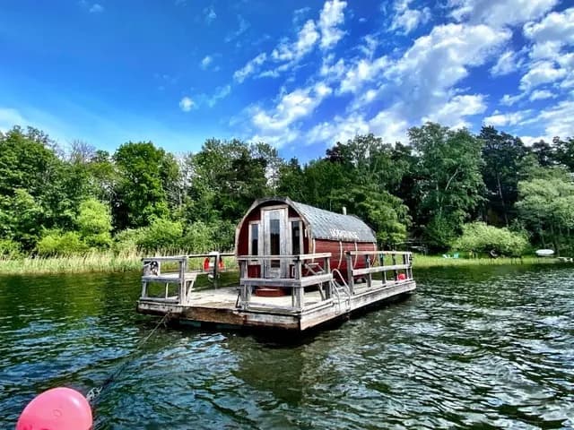 The floating sauna on a summer day